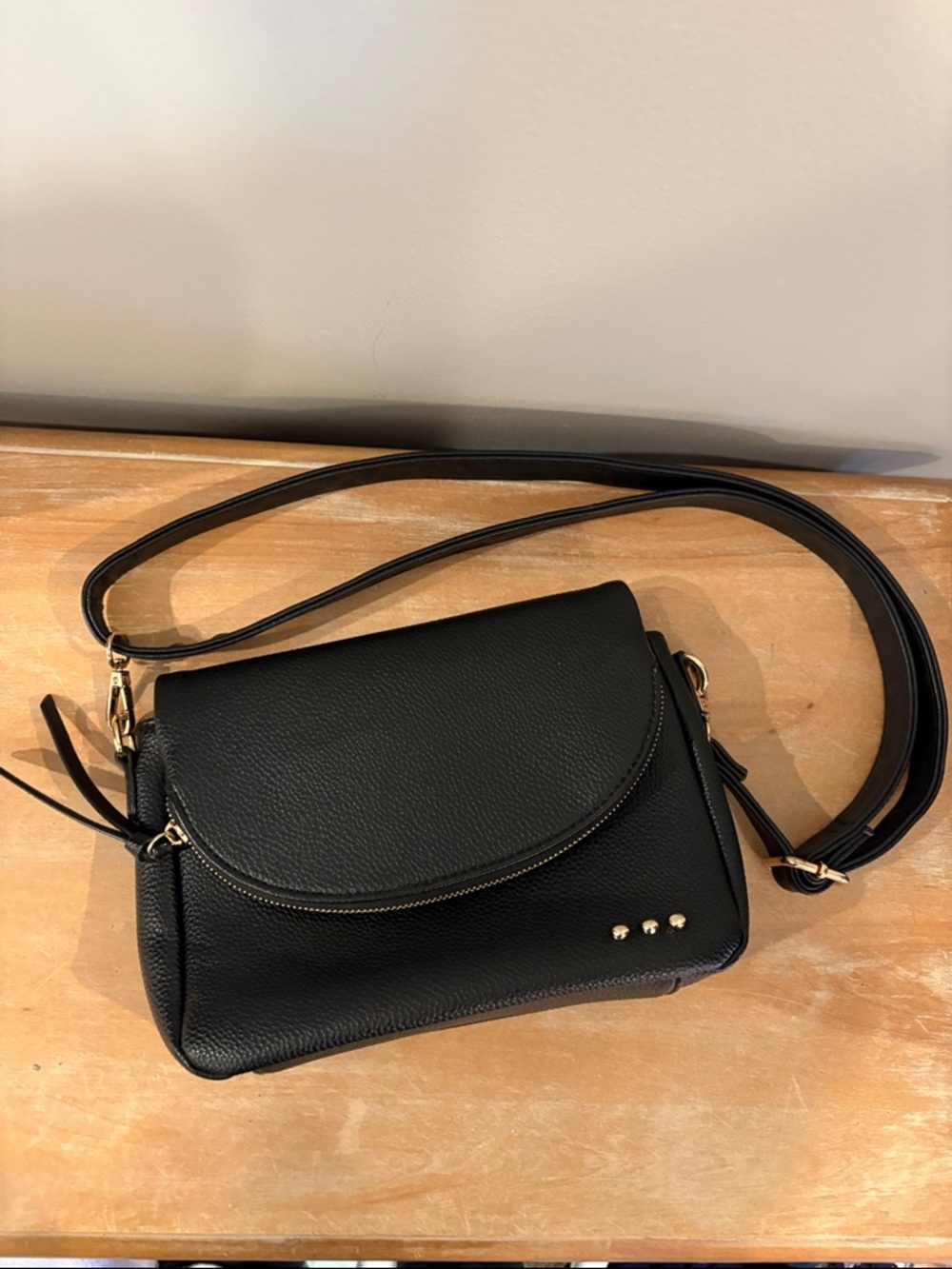 Pretty Simple Black Crossbody with Foldover Pocket